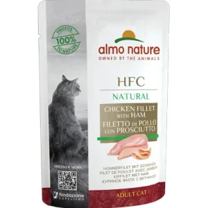 Top-Angebot Sparpaket 24 x 55 g Almo Nature HFC Natural Hühnerfilet mit Schinken Katzen Nassfutter
